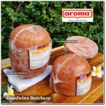 Aroma Bali frozen pork HAM HONEY half cut as steaks 1cm 3/8" (price/pack 5pcs 1kg)